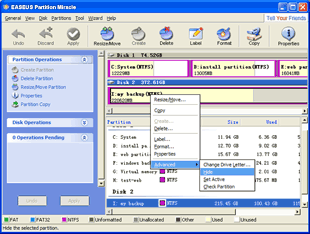 EASEUS Partition Master: Hide/Unhide Partition