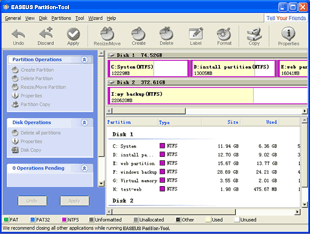 EASEUS Partition tool main window